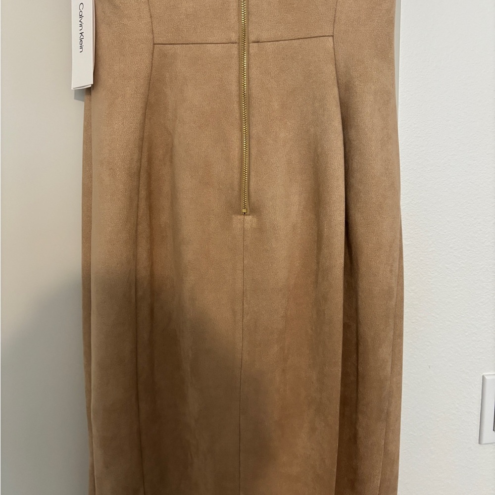 Calvin Klein Faux Suede Tulip Sheath Dress - Picture 4 of 5
